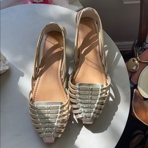 J crew gold leather flats